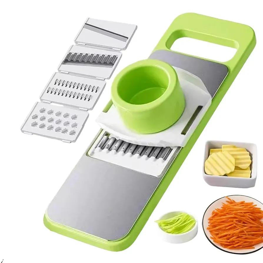 Green Multi-Blade Vegetable Slicer | Non-Slip Handle + 4 Blades