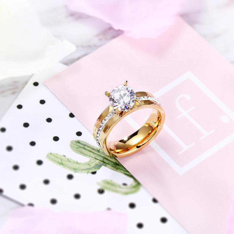 Titanium Steel Couple Rings Set | Gold + Silver | Valentine Anniversary Gift