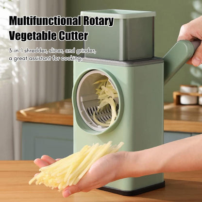 4-in-1 Rotary Vegetable Slicer Cutter | 40% Larger Feeder | Safe Non-Contact Design | Mint Green