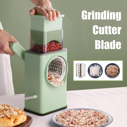 4-in-1 Rotary Vegetable Slicer Cutter | 40% Larger Feeder | Safe Non-Contact Design | Mint Green