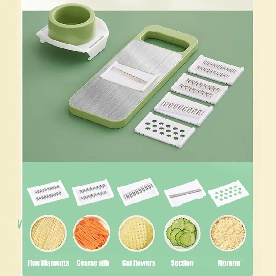 Green Multi-Blade Vegetable Slicer | Non-Slip Handle + 4 Blades