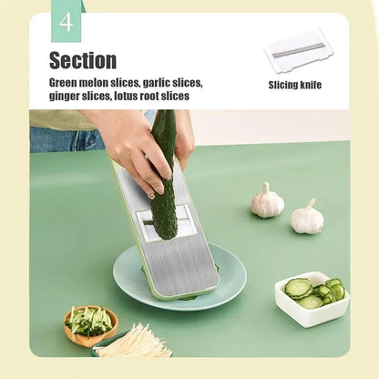 Green Multi-Blade Vegetable Slicer | Non-Slip Handle + 4 Blades