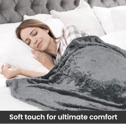 Double Bed Fleece Blanket 89x90" | Winter Warm Cozy Throw | Ultra Soft Grey