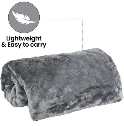 Double Bed Fleece Blanket 89x90" | Winter Warm Cozy Throw | Ultra Soft Grey
