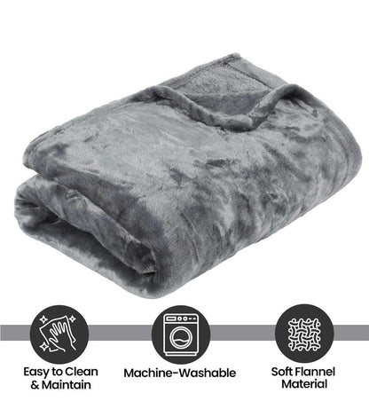 Double Bed Fleece Blanket 89x90" | Winter Warm Cozy Throw | Ultra Soft Grey