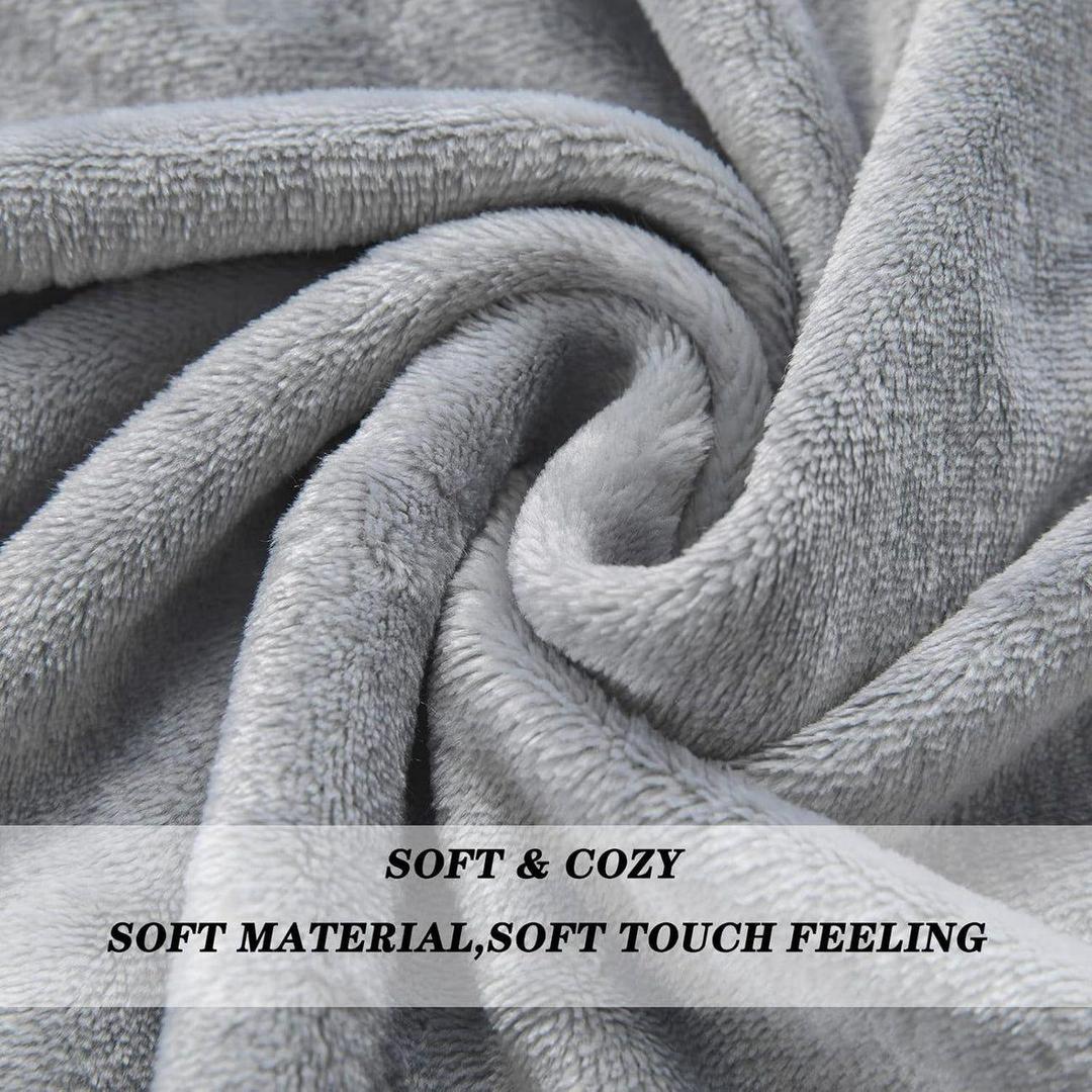 Double Bed Fleece Blanket 89x90" | Winter Warm Cozy Throw | Ultra Soft Grey