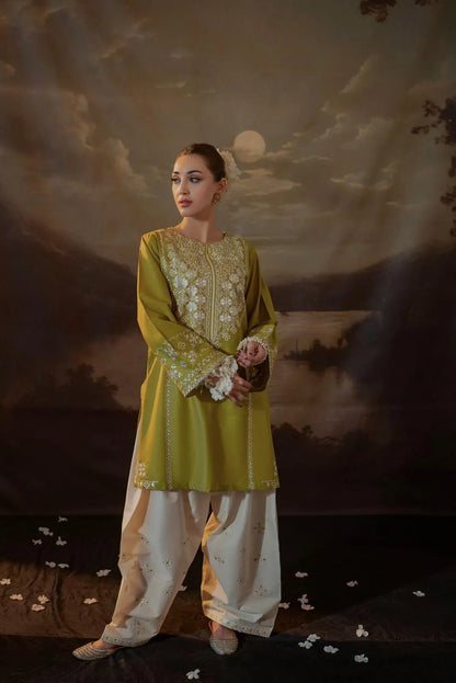 Unstitched Embroidered Lawn Suit Green | 3 Piece | Wedding Eid Collection | URGE Brand