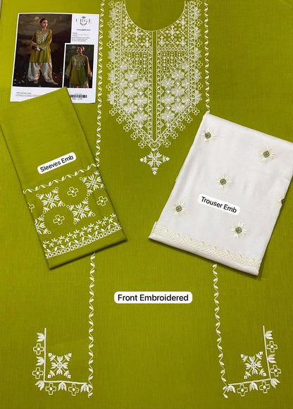 Unstitched Embroidered Lawn Suit Green | 3 Piece | Wedding Eid Collection | URGE Brand