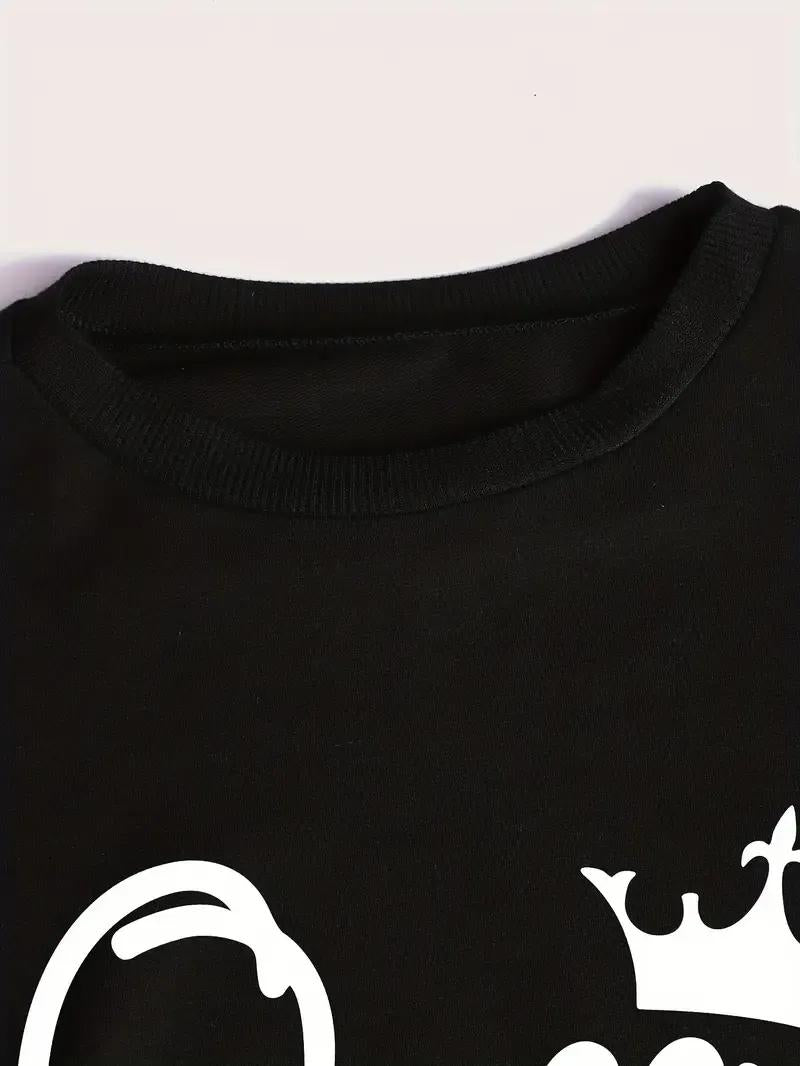 Black Queen Graphic Fleece Tracksuit Set | 2 Piece Stitched | Women Winter Wear