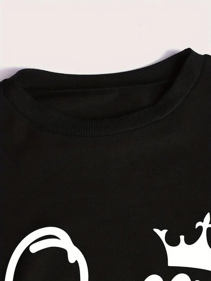 Black Queen Graphic Fleece Tracksuit Set | 2 Piece Stitched | Women Winter Wear