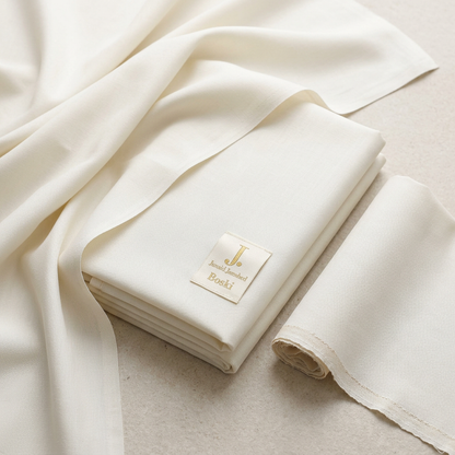 Unstitched Boski Men Suit Off White | Wash & Wear | 4 Meter Premium Fabric