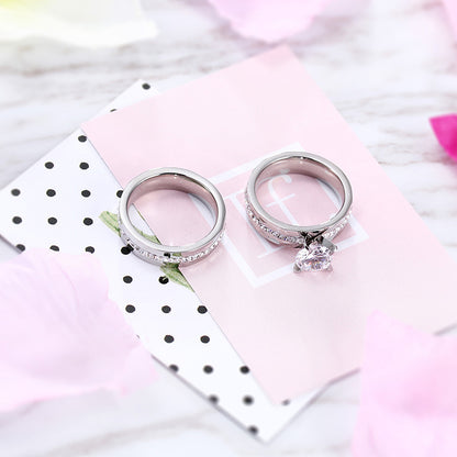Titanium Steel Couple Rings Set | Gold + Silver | Valentine Anniversary Gift