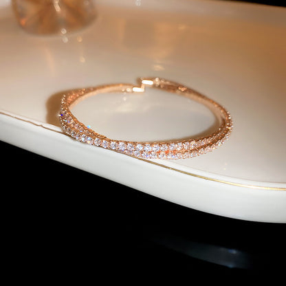Rose Gold Zircon 7 Pcs Bracelets Set | Luxury Stackable Bangles | Anti-Tarnish