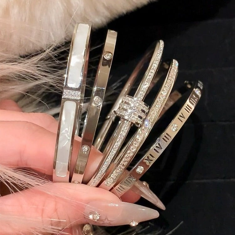 Rose Gold Zircon 7 Pcs Bracelets Set | Luxury Stackable Bangles | Anti-Tarnish