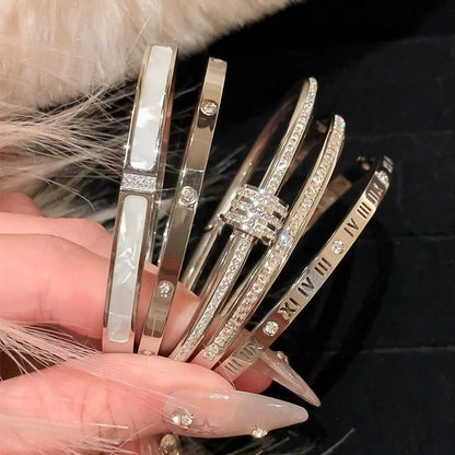 Rose Gold Zircon 7 Pcs Bracelets Set | Luxury Stackable Bangles | Anti-Tarnish