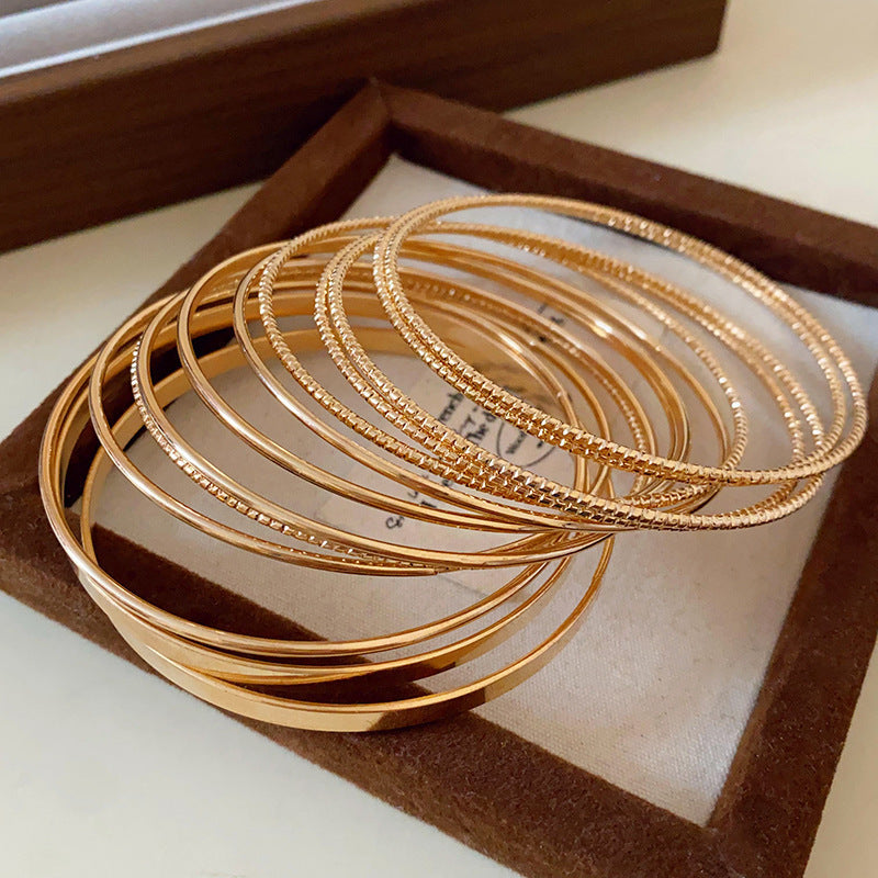 Rose Gold Zircon 7 Pcs Bracelets Set | Luxury Stackable Bangles | Anti-Tarnish