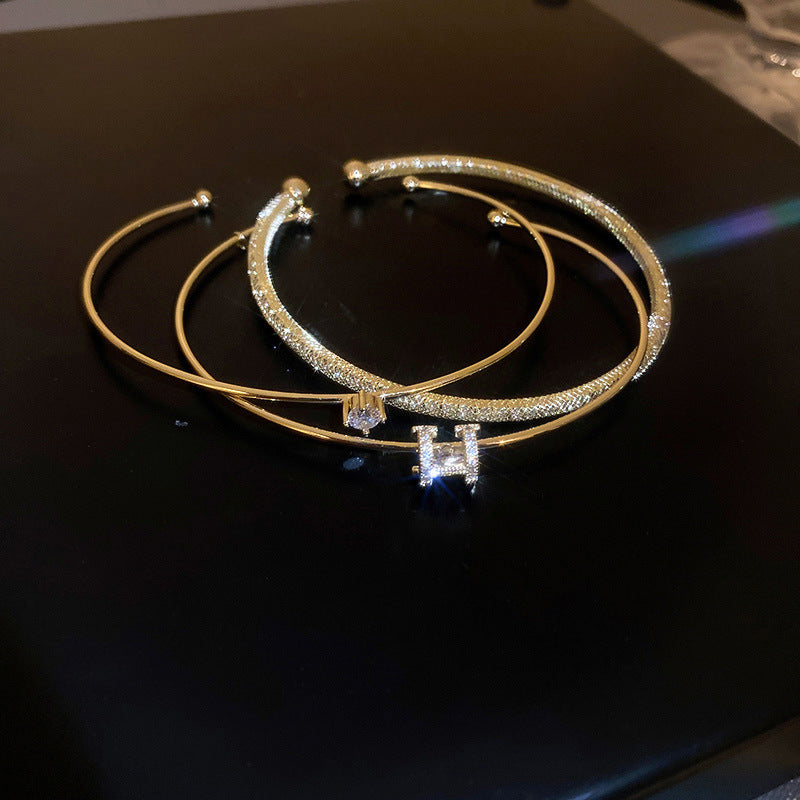 Rose Gold Zircon 7 Pcs Bracelets Set | Luxury Stackable Bangles | Anti-Tarnish