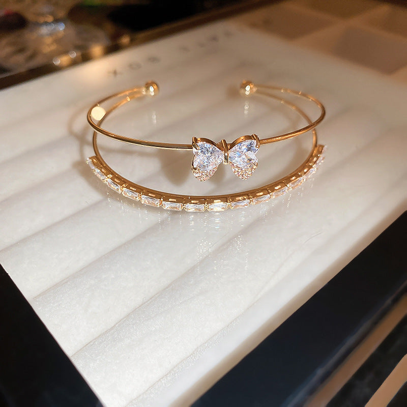 Rose Gold Zircon 7 Pcs Bracelets Set | Luxury Stackable Bangles | Anti-Tarnish