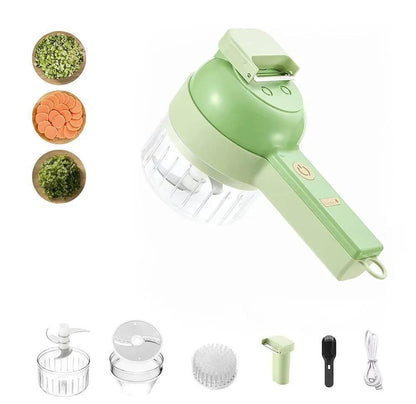 4-in-1 Electric Vegetable Cutter | USB-C 1200mAh | Auto Wash + 6 Attachments